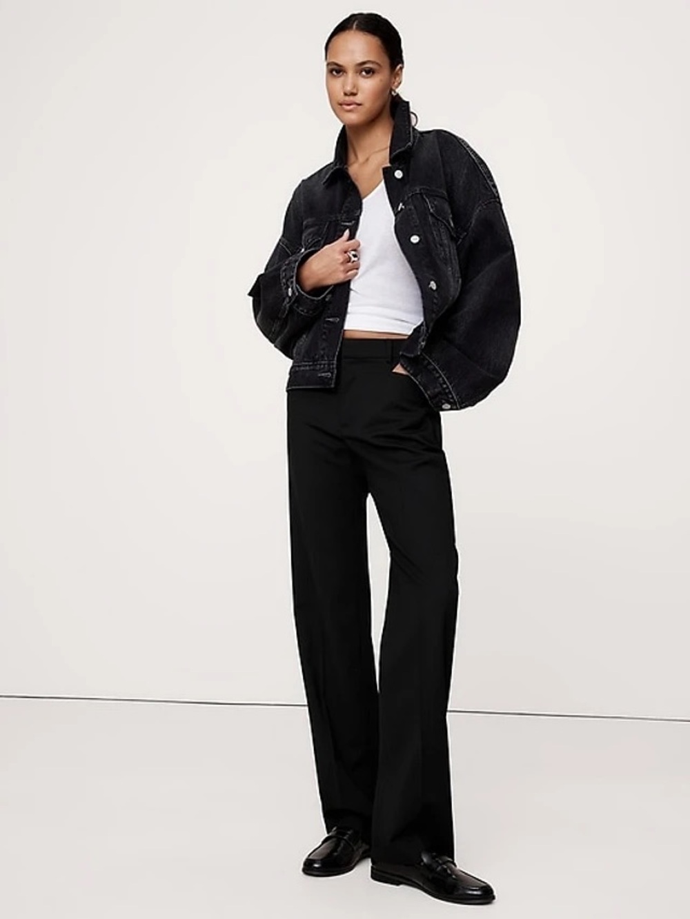 Banana Republic Sienna Black Wide-Leg Trousers